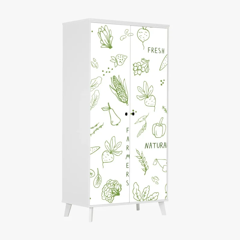 Wardrobe sticker hand-drawn vegetables and fruits pattern