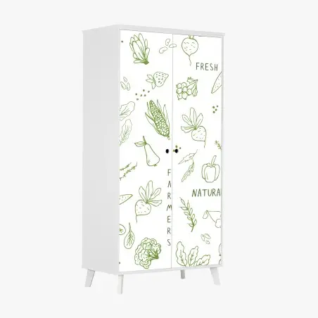 Wardrobe sticker hand-drawn vegetables and fruits pattern • Wallissimo®