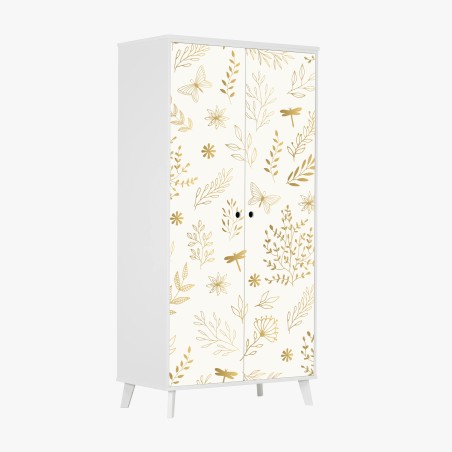 Wardrobe sticker golden botanical seamless pattern • Wallissimo®