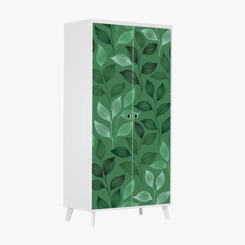 Wardrobe sticker green botanical leaf pattern