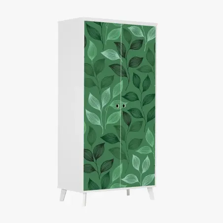 Wardrobe sticker green botanical leaf pattern • Wallissimo®