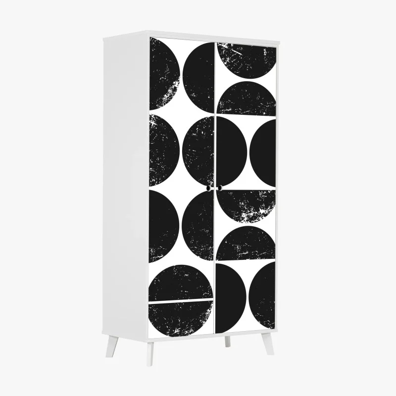 Wardrobe sticker black geometric circle pattern