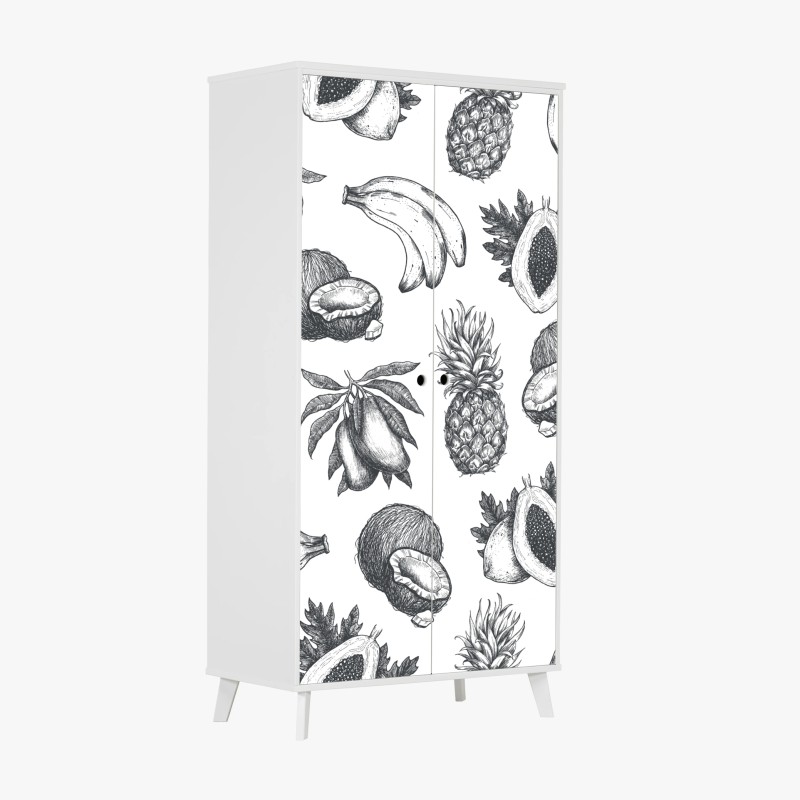 Wardrobe sticker hand drawn tropical fruit pattern