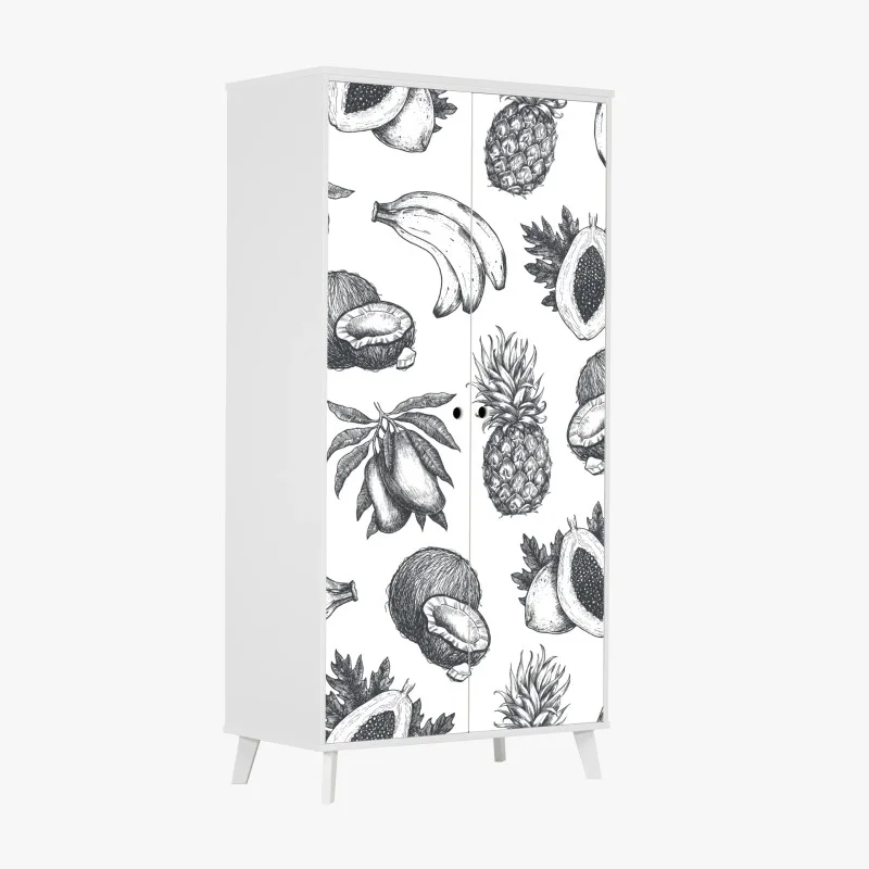 Wardrobe sticker hand drawn tropical fruit pattern