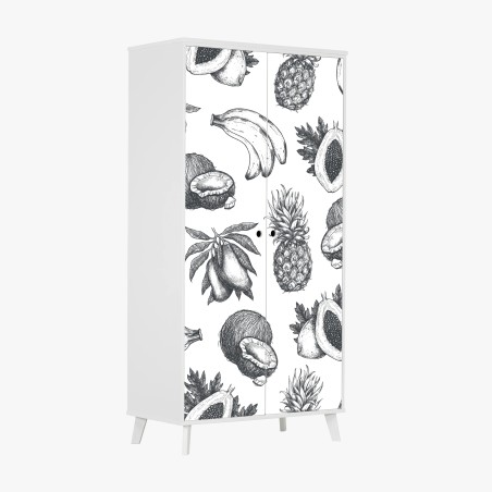 Wardrobe sticker hand drawn tropical fruit pattern • Wallissimo®