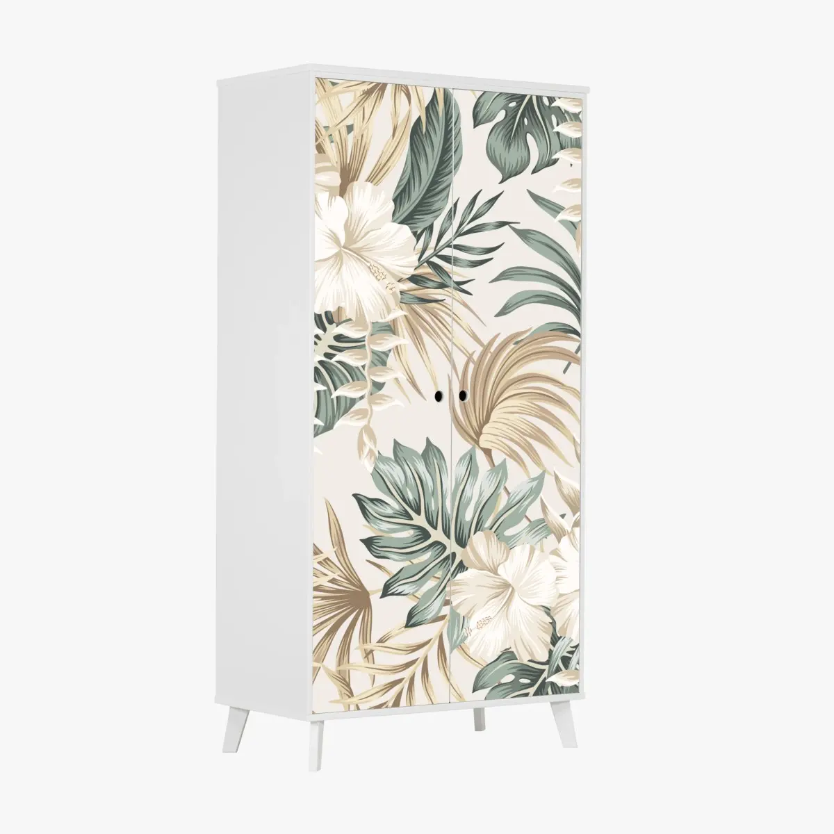 Wardrobe sticker soft tropical hibiscus botanical print ⁕ Wallissimo® Wardrobe sticker soft tropical hibiscus botanical print ⁕ Wallissimo®