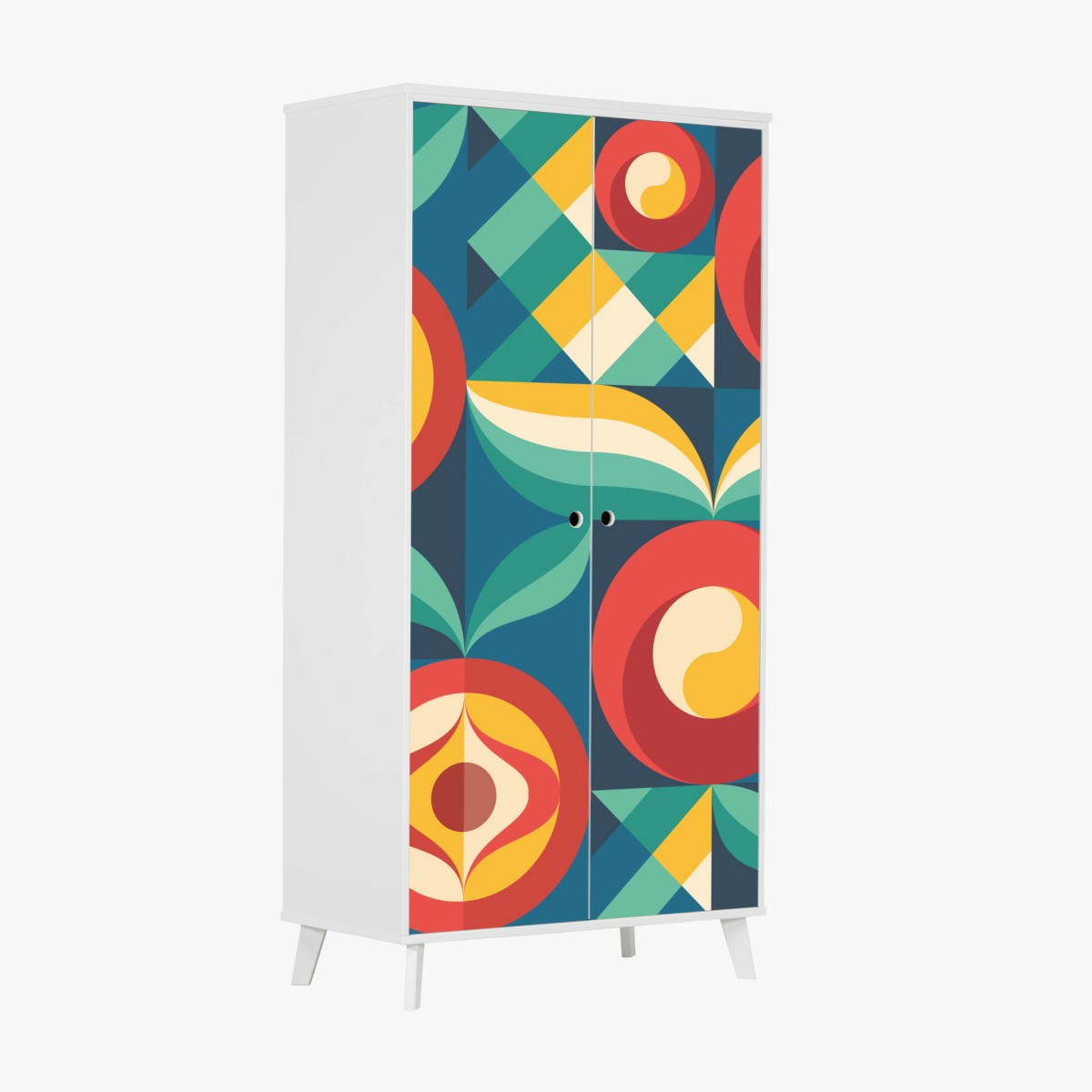 Wardrobe sticker vibrant geometric floral pattern • Wallissimo® Wardrobe sticker vibrant geometric floral pattern • Wallissimo®