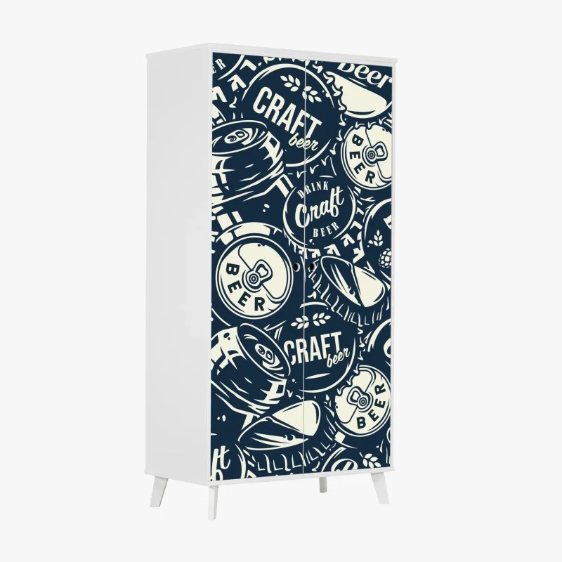 Wardrobe sticker craft beer caps pattern