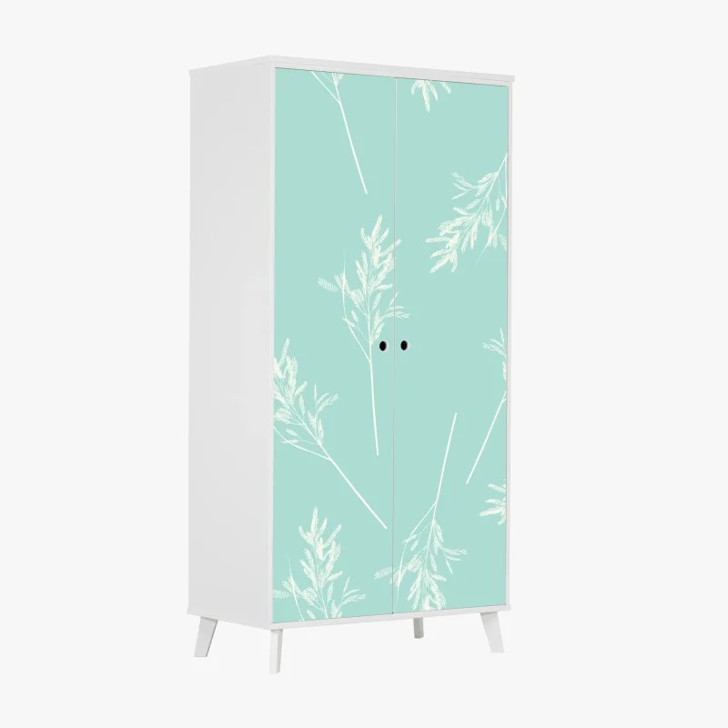 Wardrobe sticker delicate turquoise botanical pattern