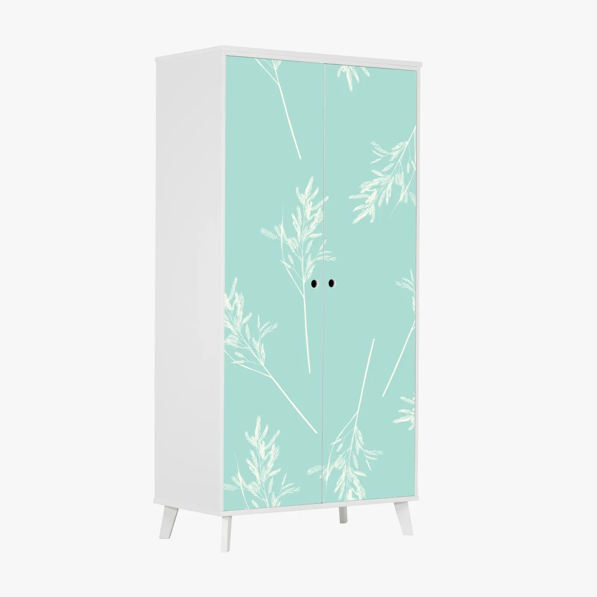Wardrobe sticker delicate turquoise botanical pattern • Wallissimo® Wardrobe sticker delicate turquoise botanical pattern • Wallissimo®