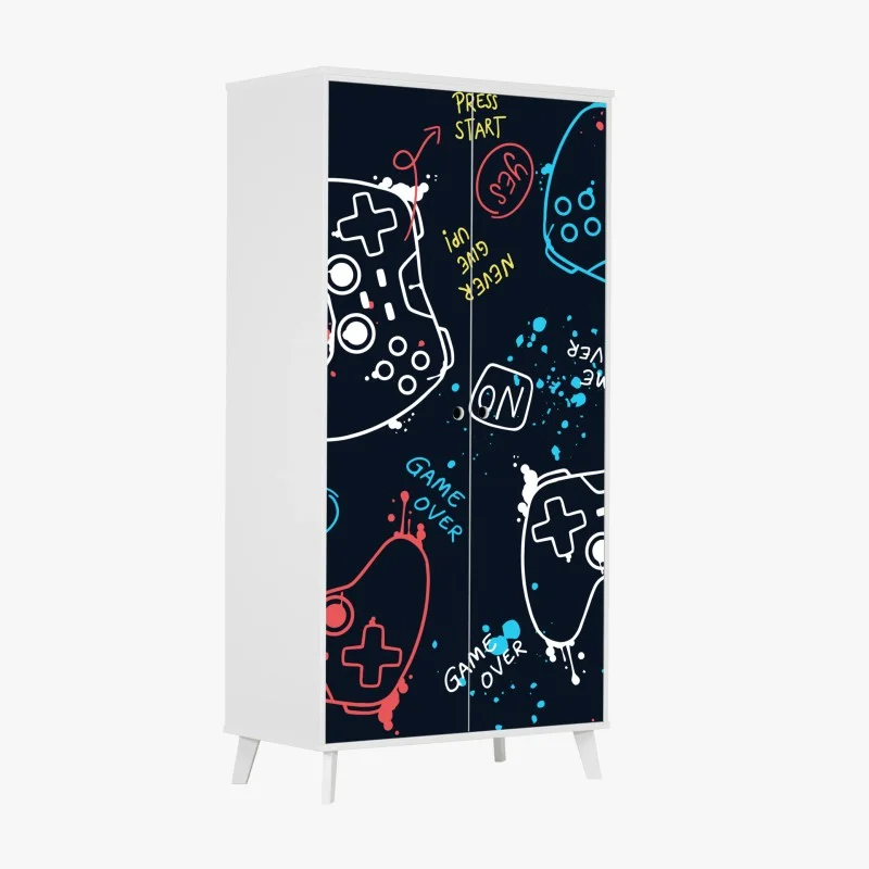 Wardrobe sticker colorful gaming controller pattern