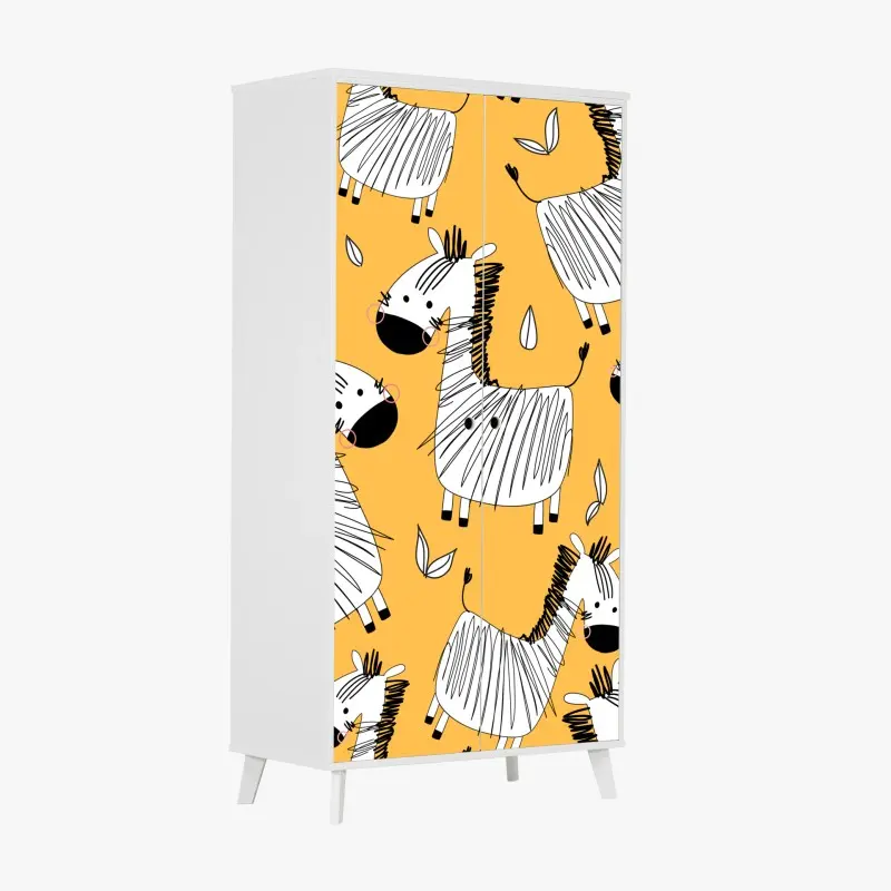 Wardrobe sticker playful zebra pattern for kids room