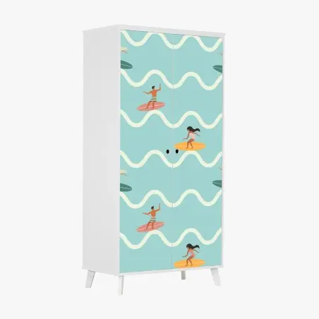 Wardrobe sticker surfing waves seamless pattern • Wallissimo®