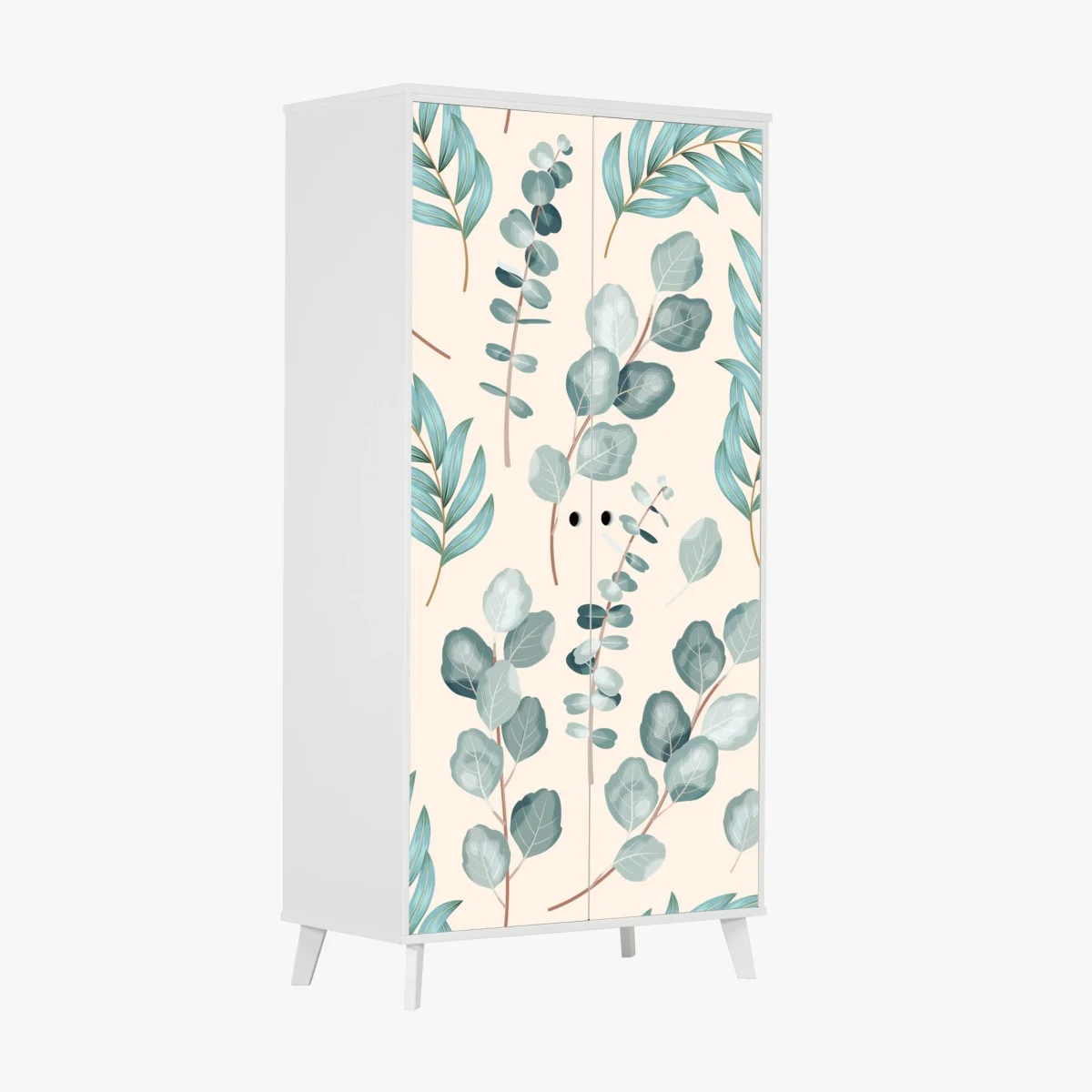 Wardrobe sticker pastel eucalyptus leaf pattern ⁕ Wallissimo® Wardrobe sticker pastel eucalyptus leaf pattern ⁕ Wallissimo®