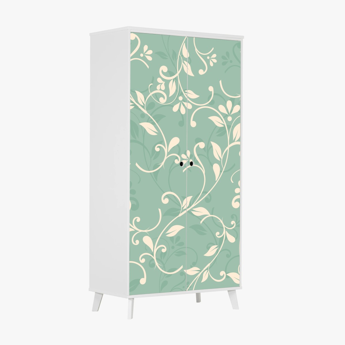 Wardrobe sticker mint floral vintage pattern • Wallissimo® Wardrobe sticker mint floral vintage pattern • Wallissimo®