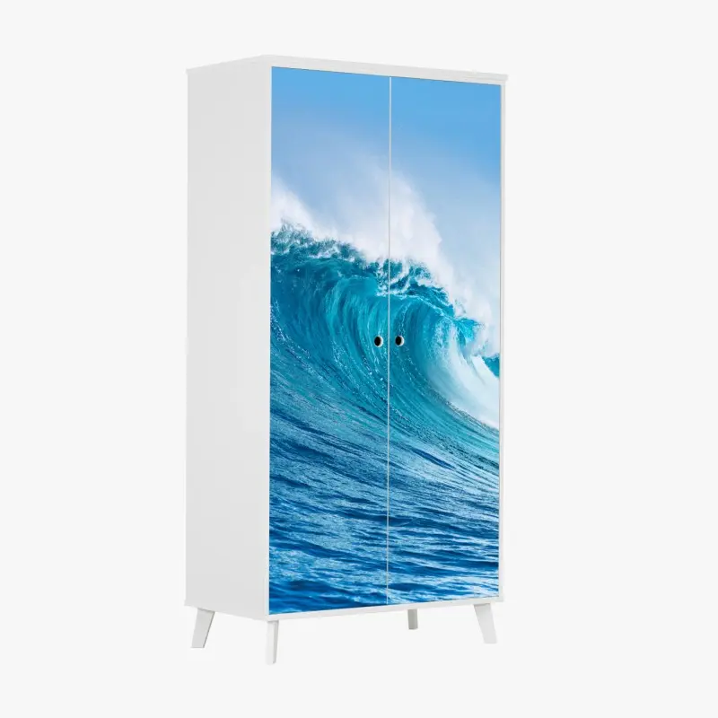 Wardrobe sticker golden waves abstract pattern • Wallissimo®