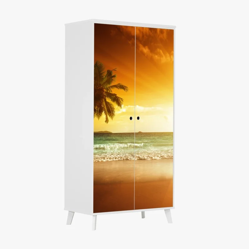 Wardrobe sticker tropical sunset over Caribbean beach
