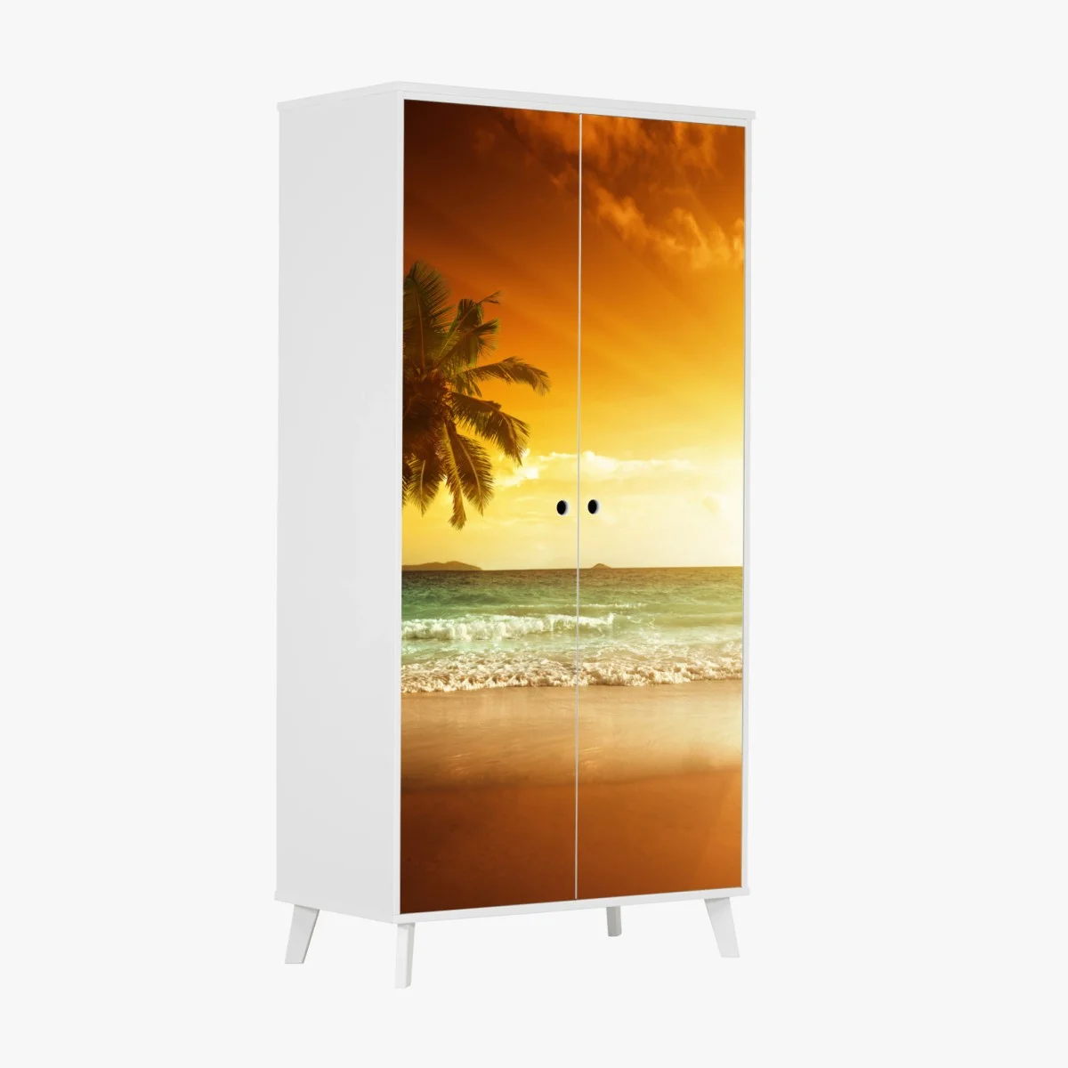 Wardrobe sticker tropical sunset over Caribbean beach • Wallissimo® Wardrobe sticker tropical sunset over Caribbean beach • Wallissimo®