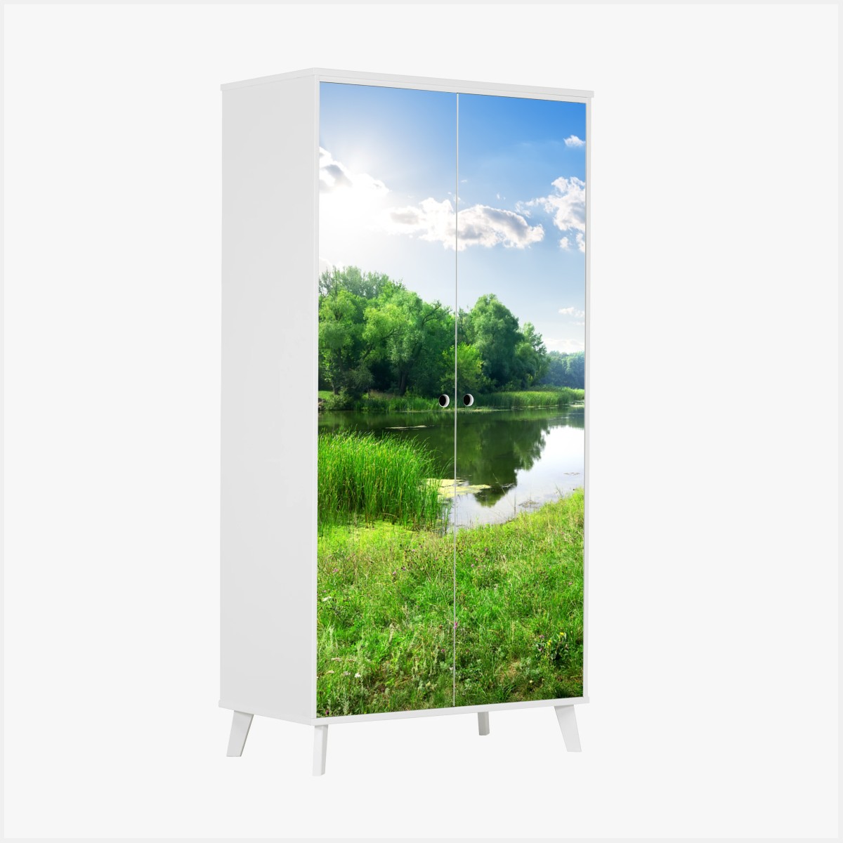 Wardrobe sticker sunlit riverside meadow • Wallissimo® Wardrobe sticker sunlit riverside meadow • Wallissimo®