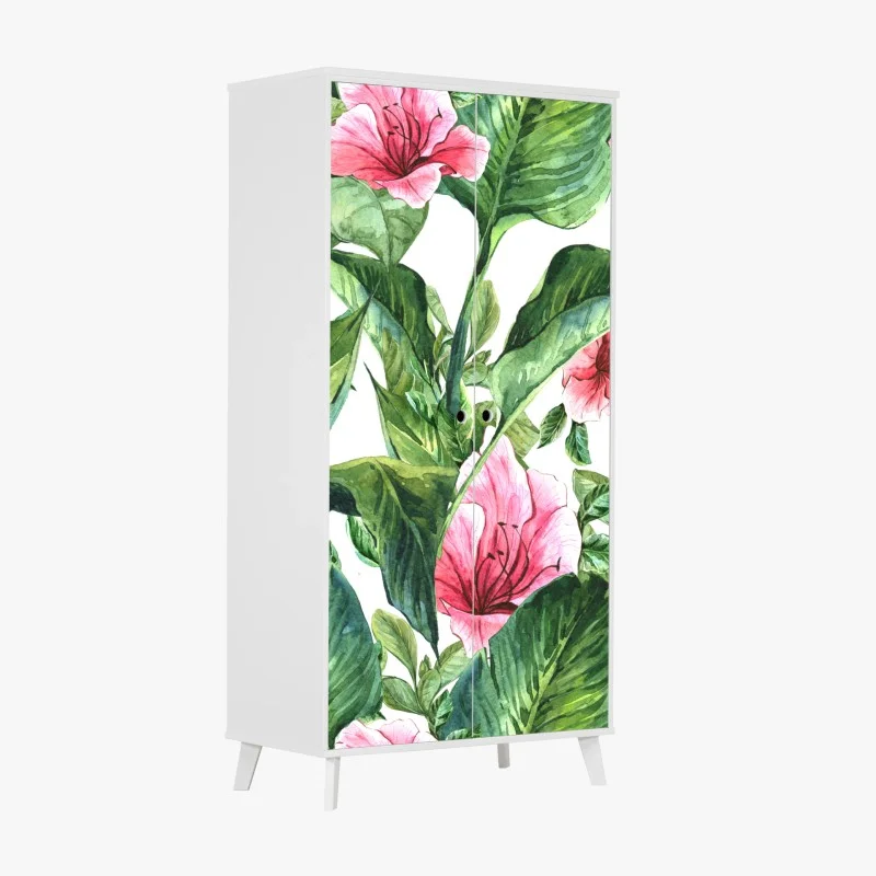 Wardrobe sticker pink watercolor floral botanical print