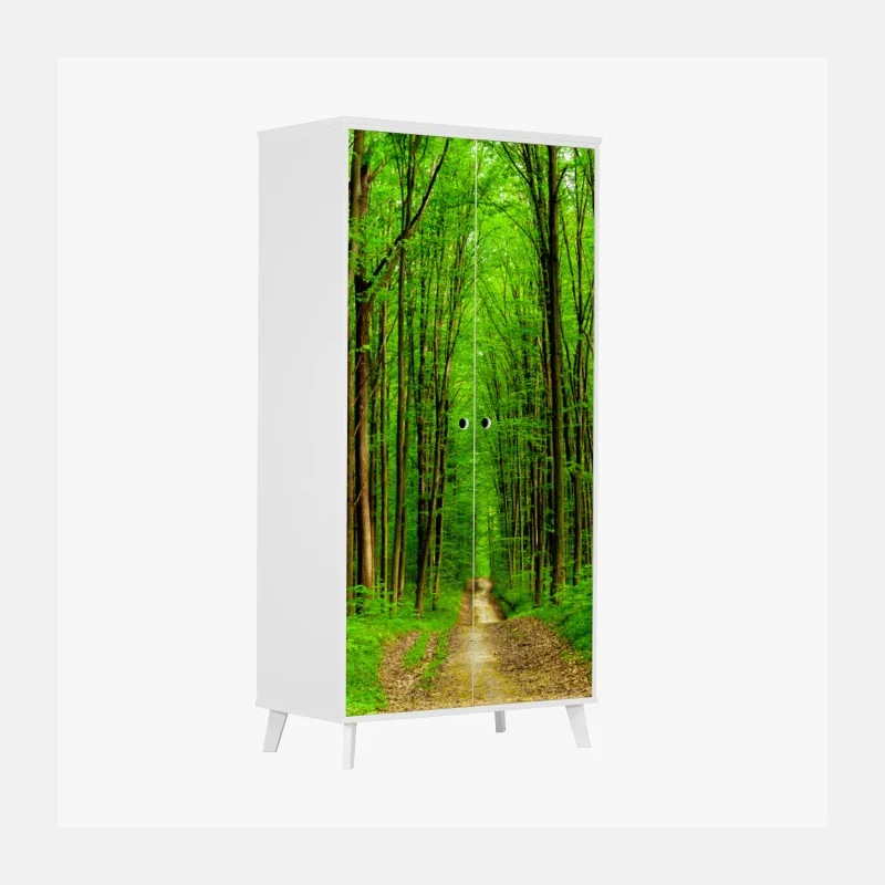 Wardrobe sticker green forest pathway in spring