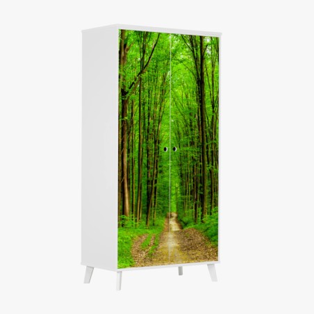 Wardrobe sticker green forest pathway in spring • Wallissimo®