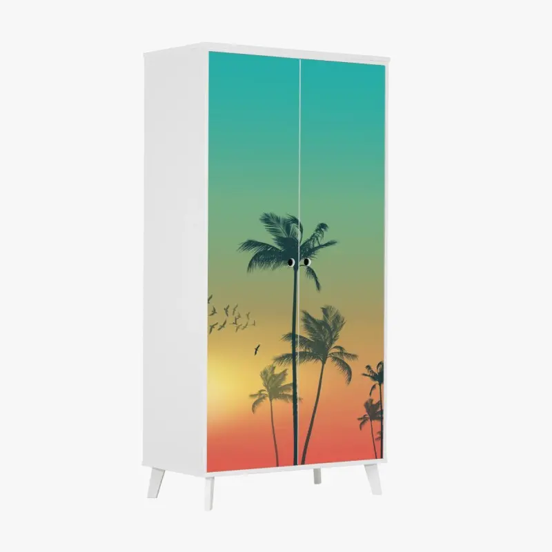 Wardrobe sticker tropical sunset palms silhouette