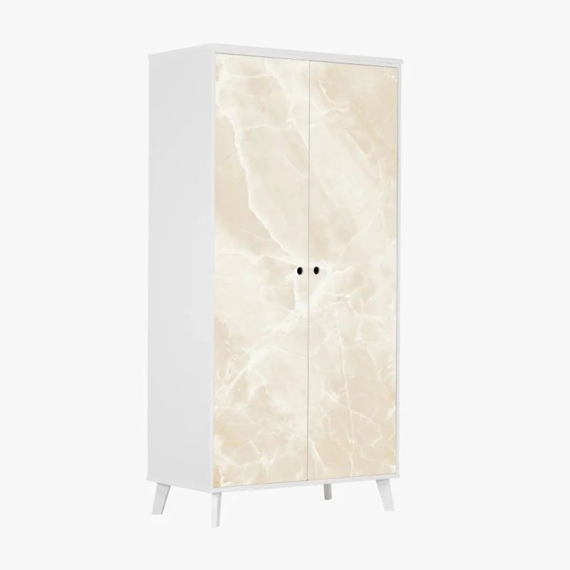 Wardrobe sticker beige marble texture with white veining