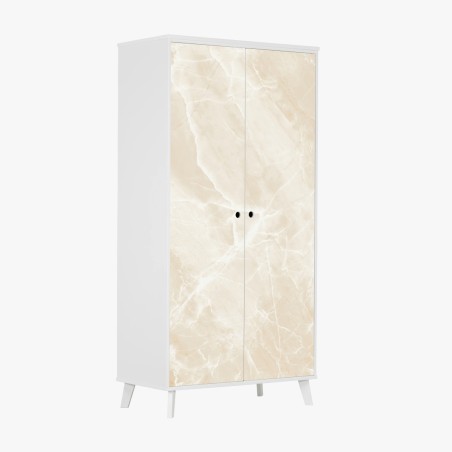Wardrobe sticker beige marble texture with white veining • Wallissimo®