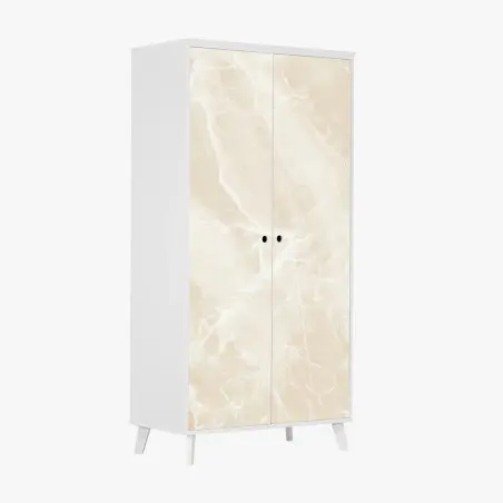 Wardrobe sticker beige marble texture with white veining • Wallissimo®
