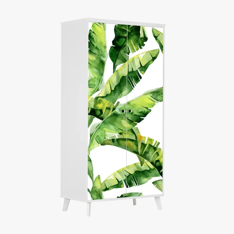 Wardrobe sticker tropical banana leaf watercolor pattern