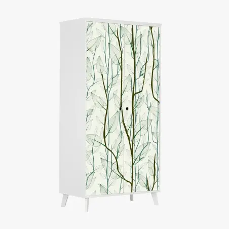 Wardrobe sticker delicate leaf and branch pattern • Wallissimo®