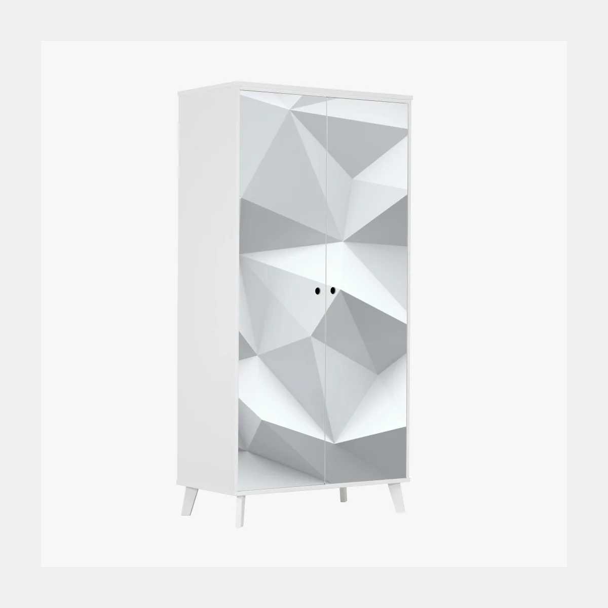 Wardrobe sticker white three-dimensional low-poly geometric pattern • Wallissimo® Wardrobe sticker white three-dimensional low-poly geometric pattern • Wallissimo®