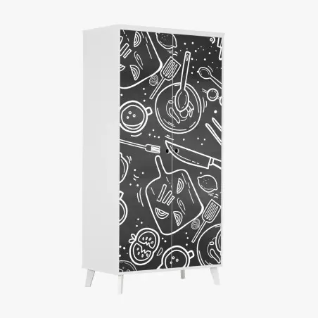 Wardrobe sticker kitchen chalkboard doodle pattern • Wallissimo®