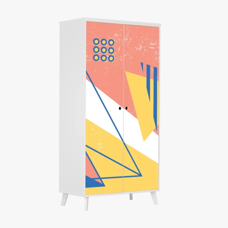 Wardrobe sticker pastel geometric shapes composition
