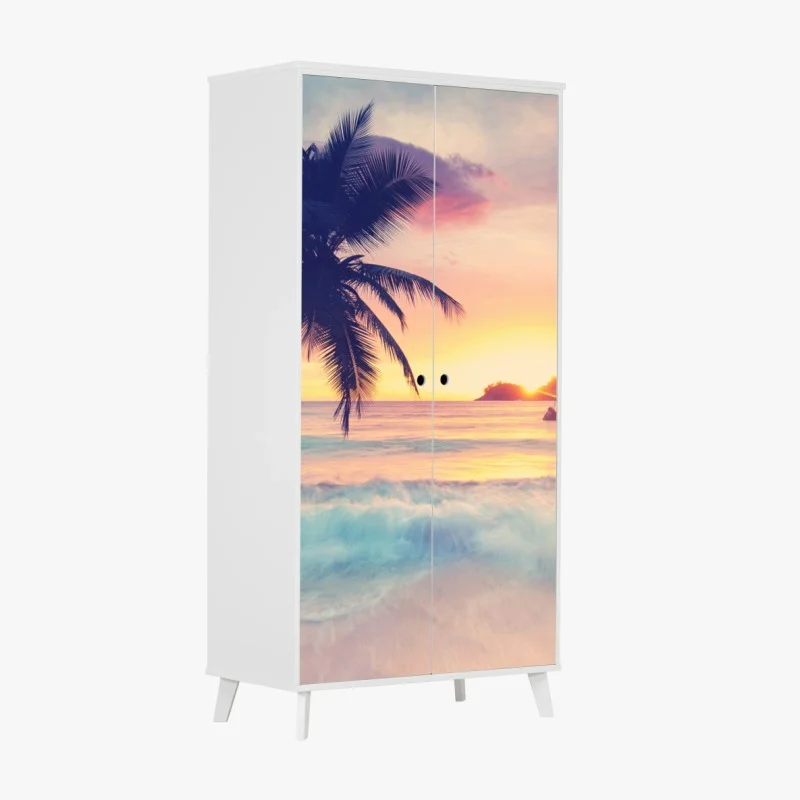 Wardrobe sticker tropical pastel sunset seascape
