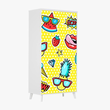 Wardrobe sticker bright pop art sticker pattern • Wallissimo®