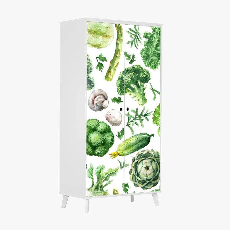 Wardrobe sticker watercolor greens seamless pattern