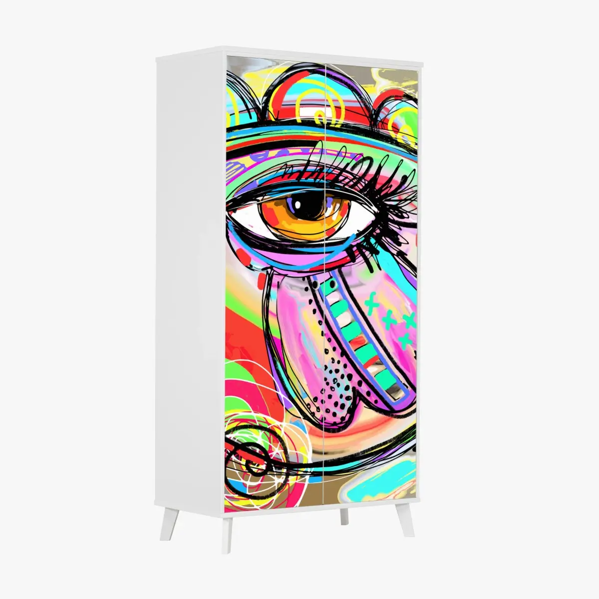 Wardrobe sticker vibrant abstract eye portrait • Wallissimo® Wardrobe sticker vibrant abstract eye portrait • Wallissimo®