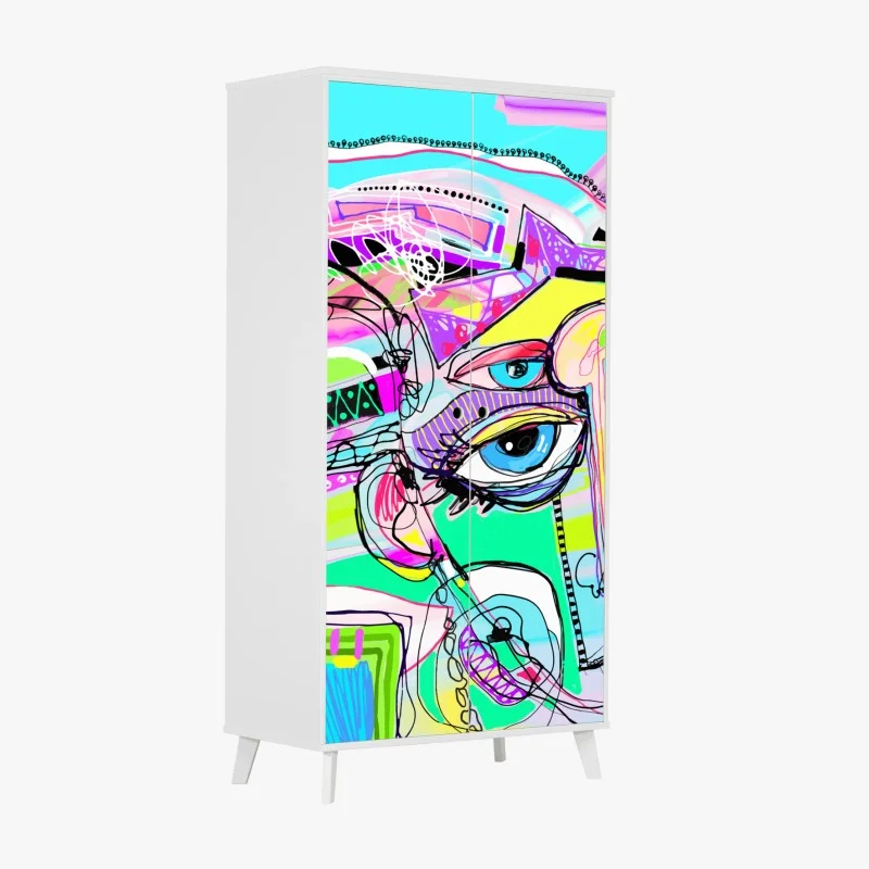 Wardrobe sticker vibrant abstract face portrait