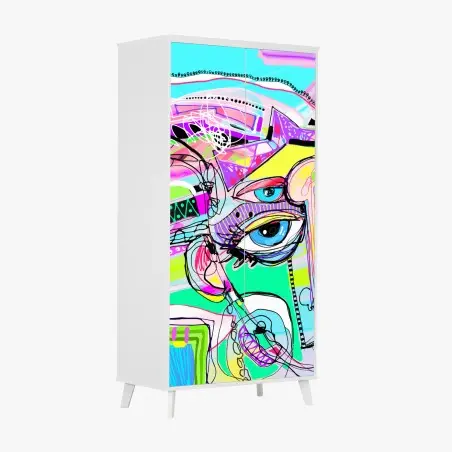Wardrobe sticker vibrant abstract face portrait • Wallissimo®