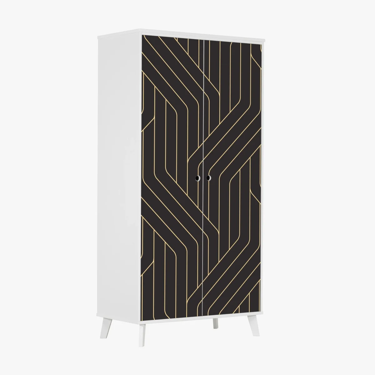 Wardrobe sticker geometric art deco pattern with gold lines ⁕ Wallissimo® Wardrobe sticker geometric art deco pattern with gold lines ⁕ Wallissimo®