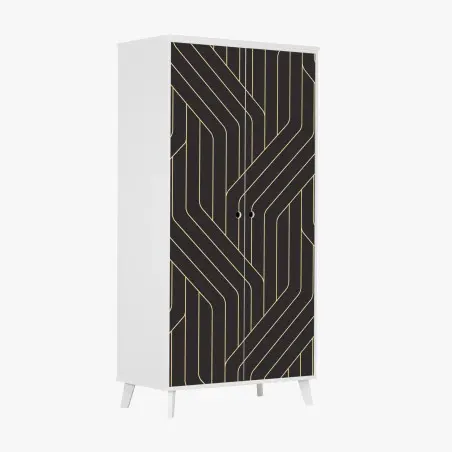 Wardrobe sticker geometric art deco pattern with gold lines • Wallissimo®