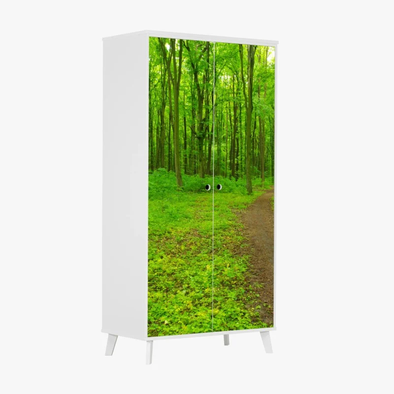 Wardrobe sticker serene green forest trail