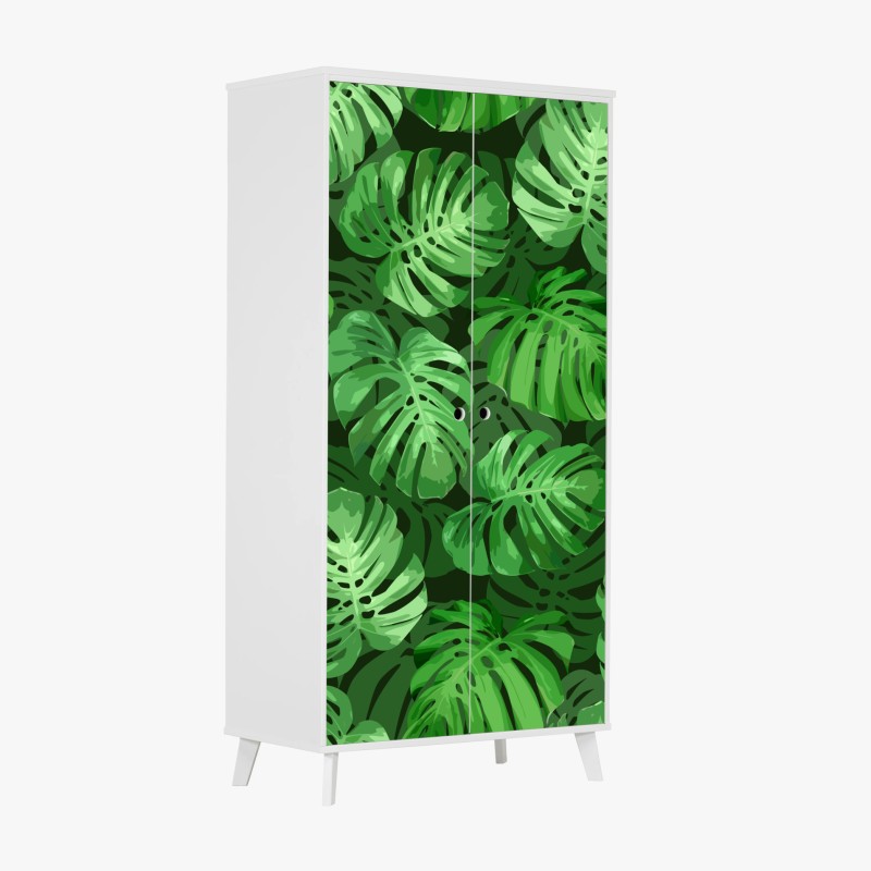 Wardrobe sticker tropical monstera leaf pattern
