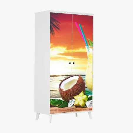 Wardrobe sticker tropical pineapple and coconut sunset • Wallissimo®