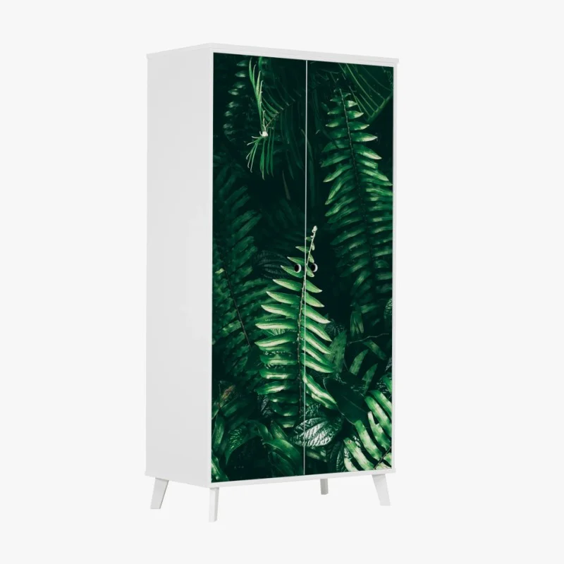 Wardrobe sticker tropical green leaves composition