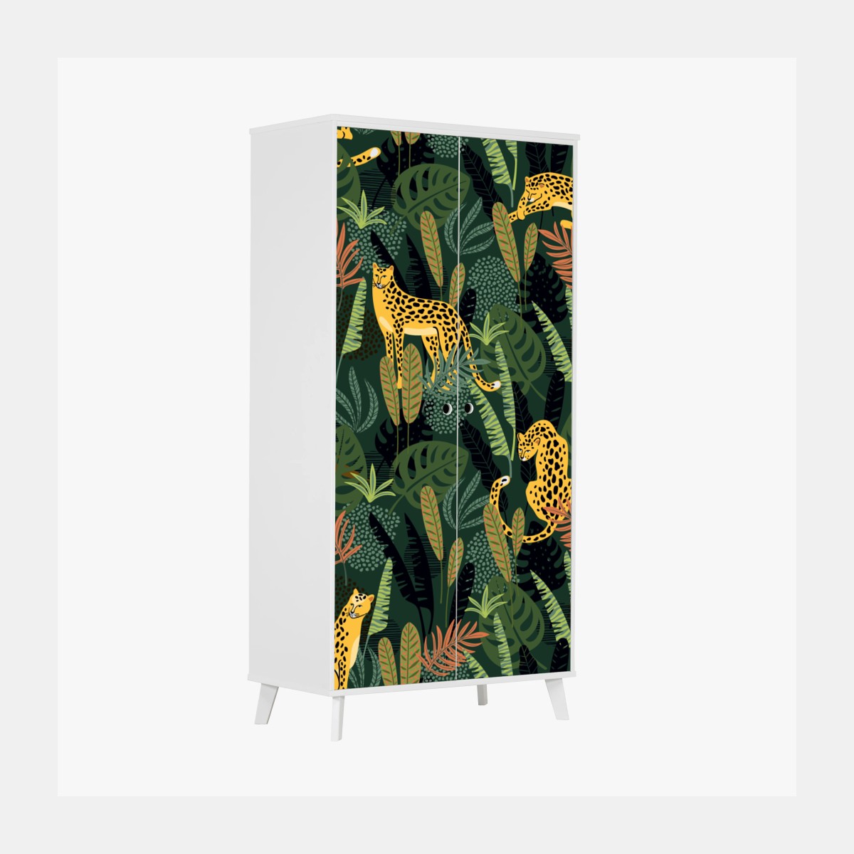 Wardrobe sticker tropical leopard jungle pattern • Wallissimo® Wardrobe sticker tropical leopard jungle pattern • Wallissimo®