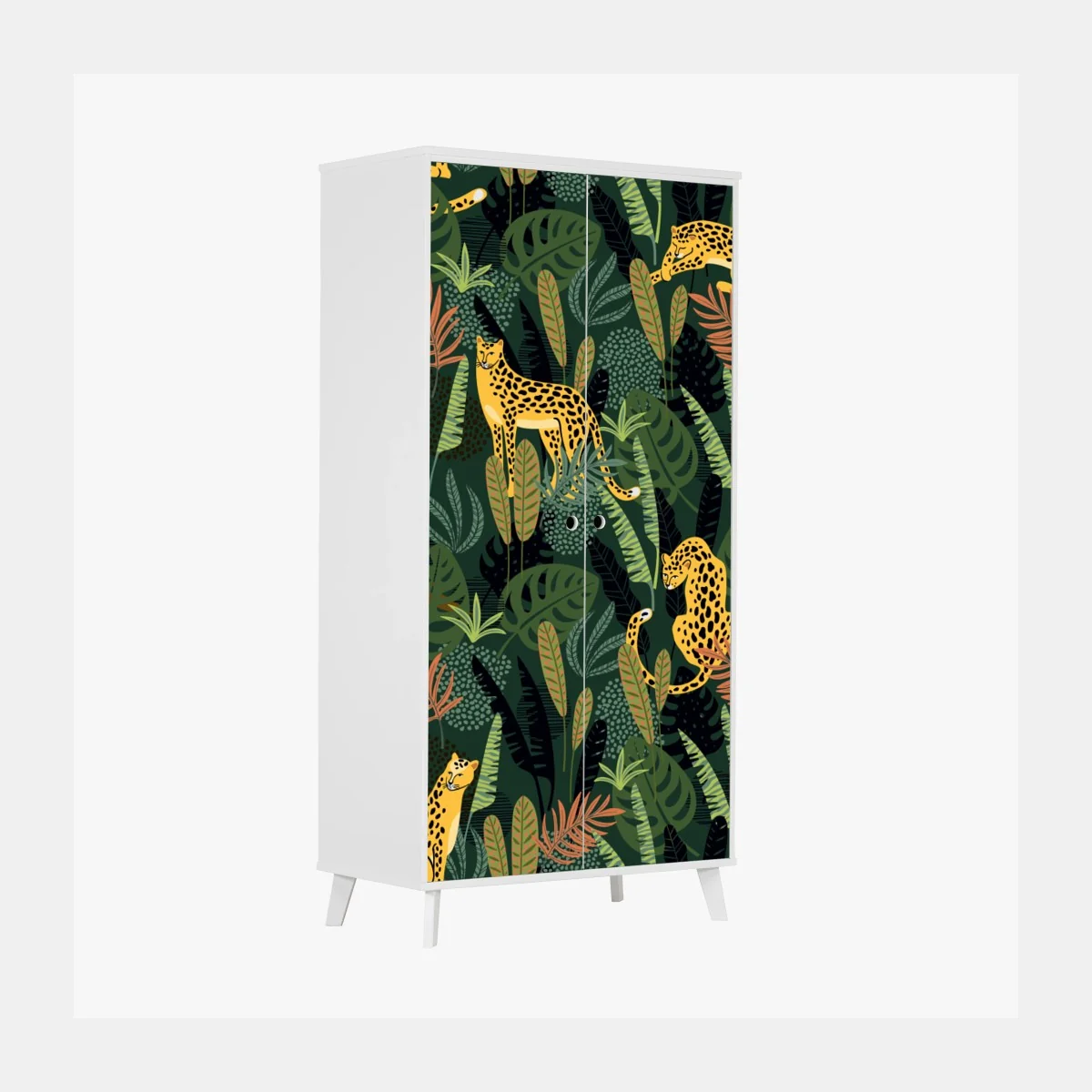 Wardrobe sticker tropical leopard jungle pattern • Wallissimo® Wardrobe sticker tropical leopard jungle pattern • Wallissimo®