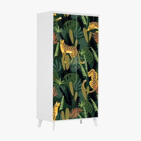 Wardrobe sticker tropical leopard jungle pattern • Wallissimo®